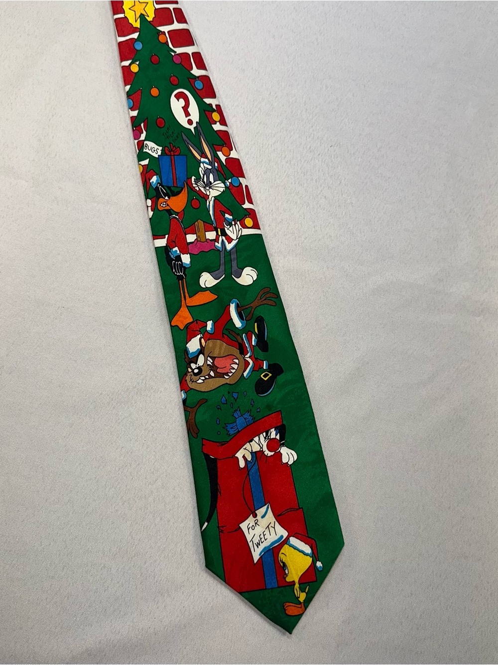Looney Tunes Mania Tie 90s Christmas Design Collectible Vintage Holiday 1994